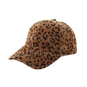NWT Leopard Animal Print Fuzzy Baseball Hat Brown